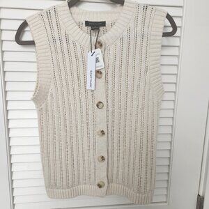 Sanctuary Women’s Cream Sleeveless Pointelle Sweater Vest NWT - Size S